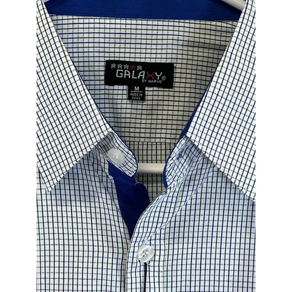 3 NWT Galaxy Mens Size M Slim Fit Long Sleeve Dress Shirt. Contrasting Cuff/Seam - Picture 7 of 9